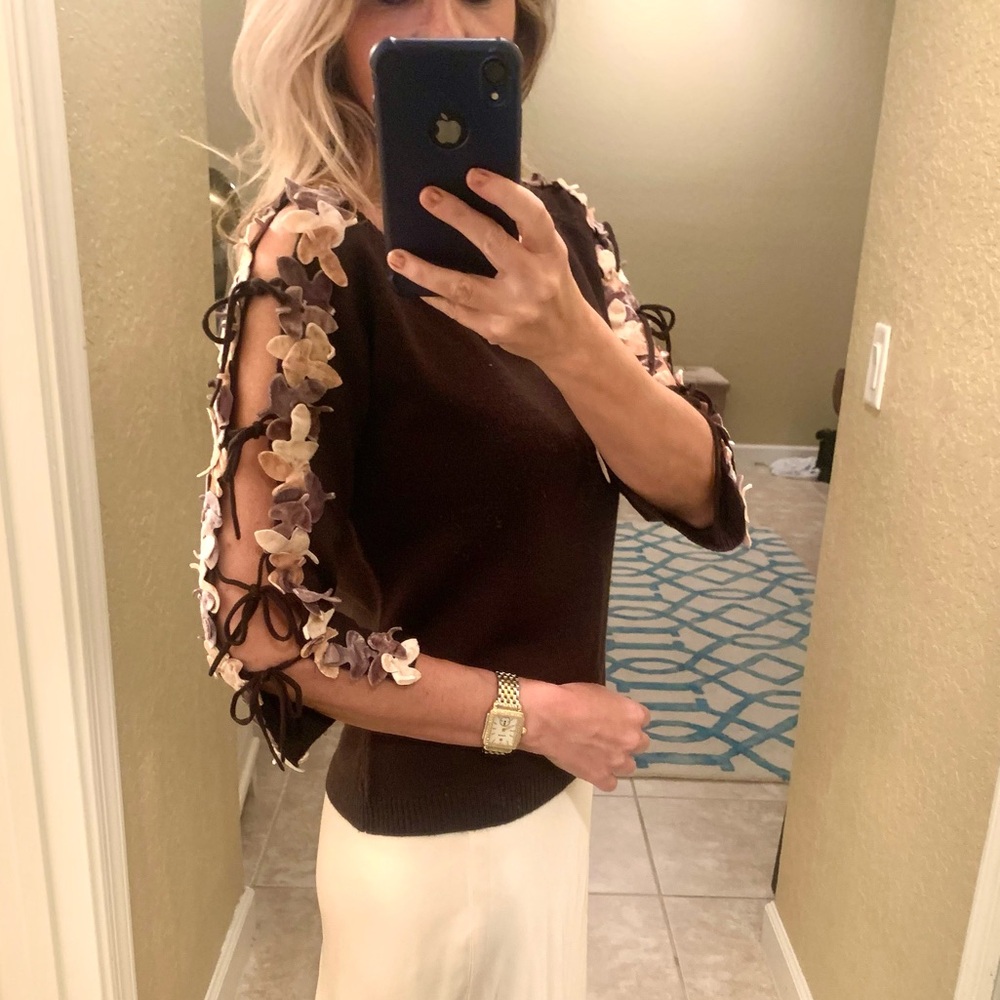 Dolce Cabo Velvet Floral Flocked Sweater